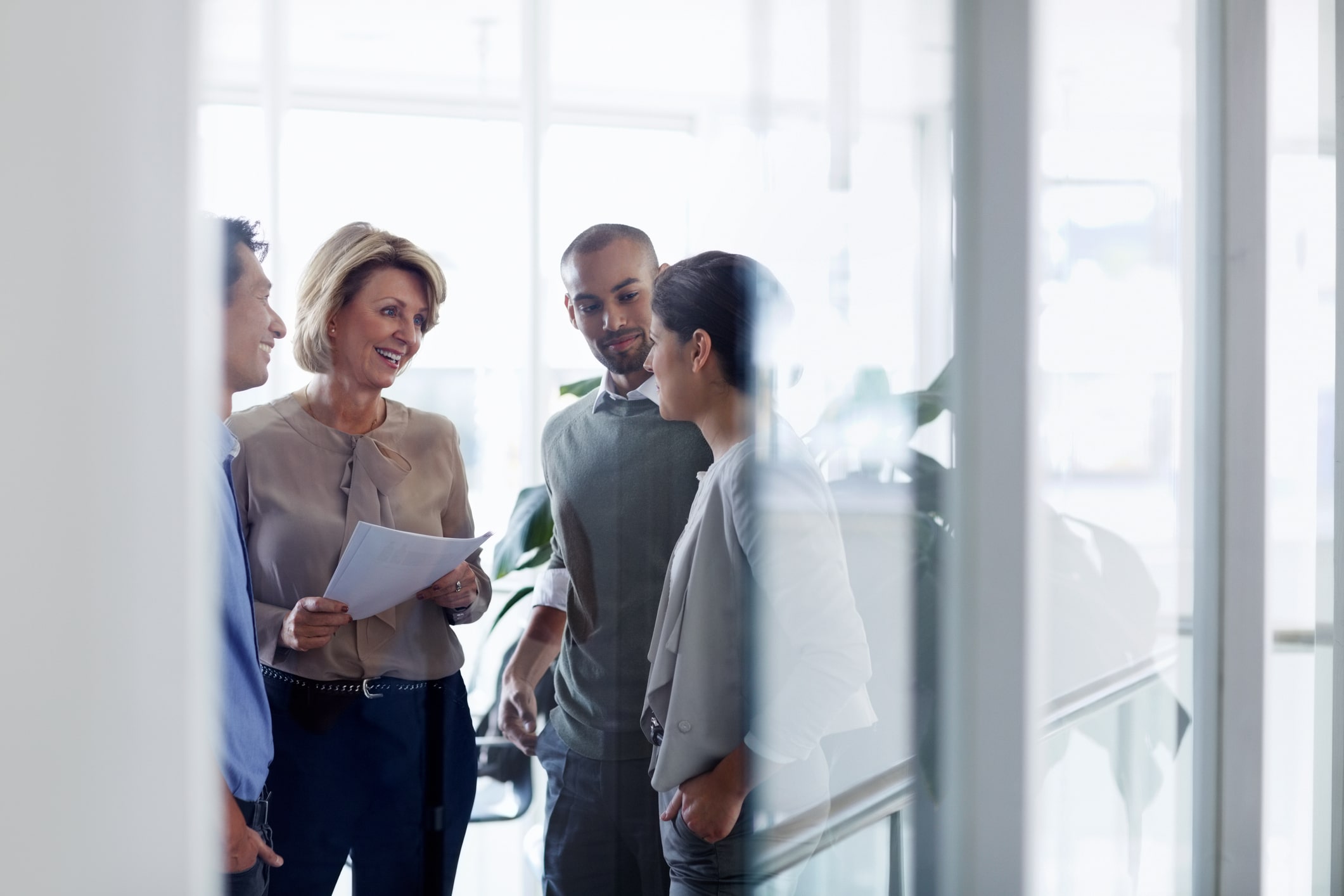 employees talking after meeting