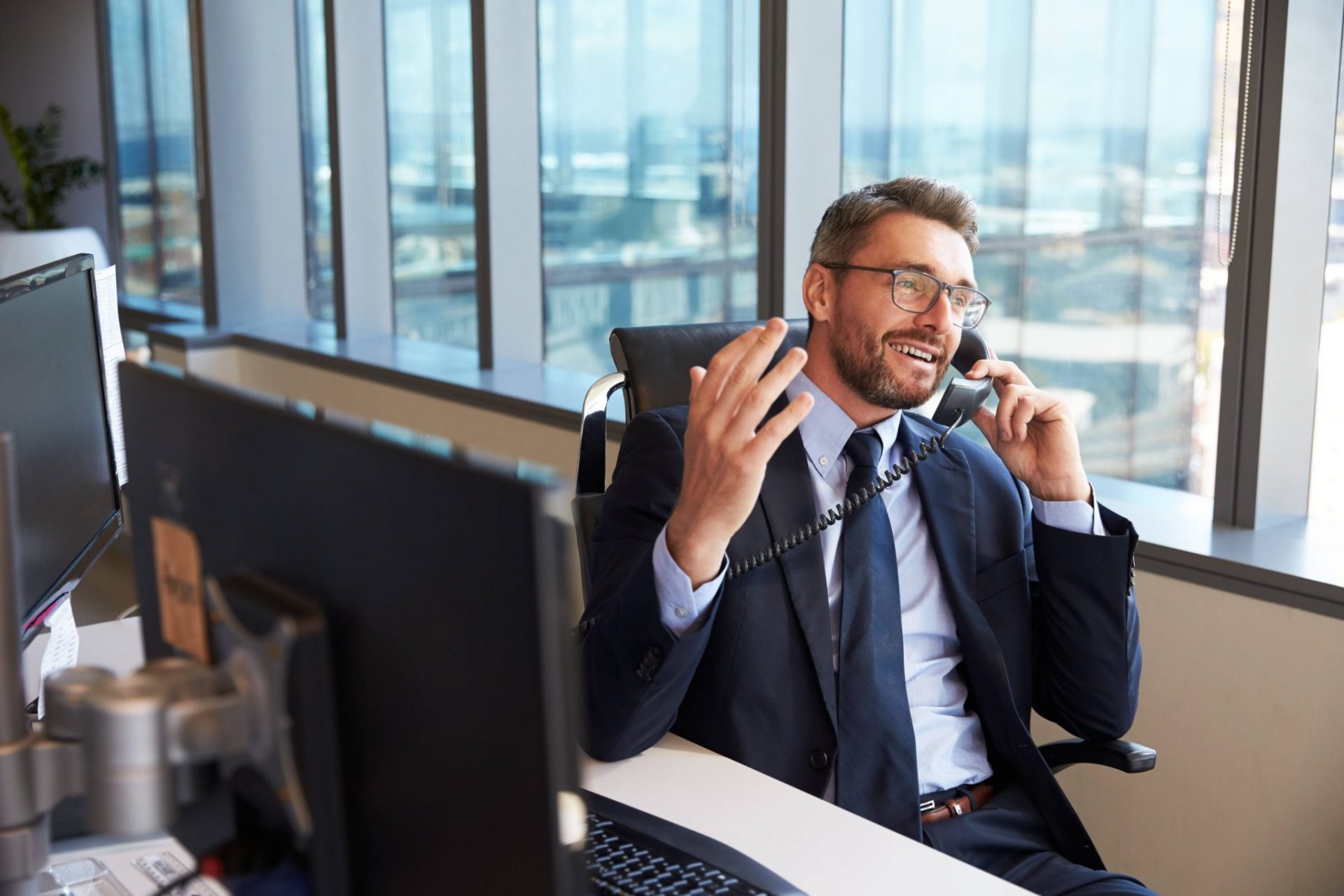 business employee on the phone