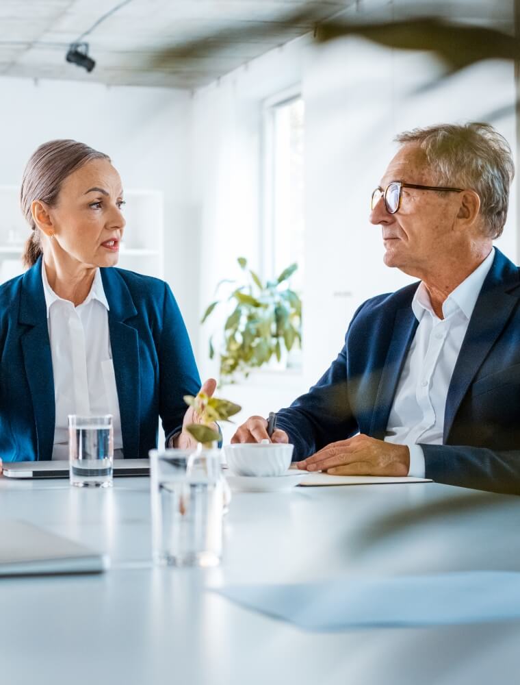 man and woman discussing