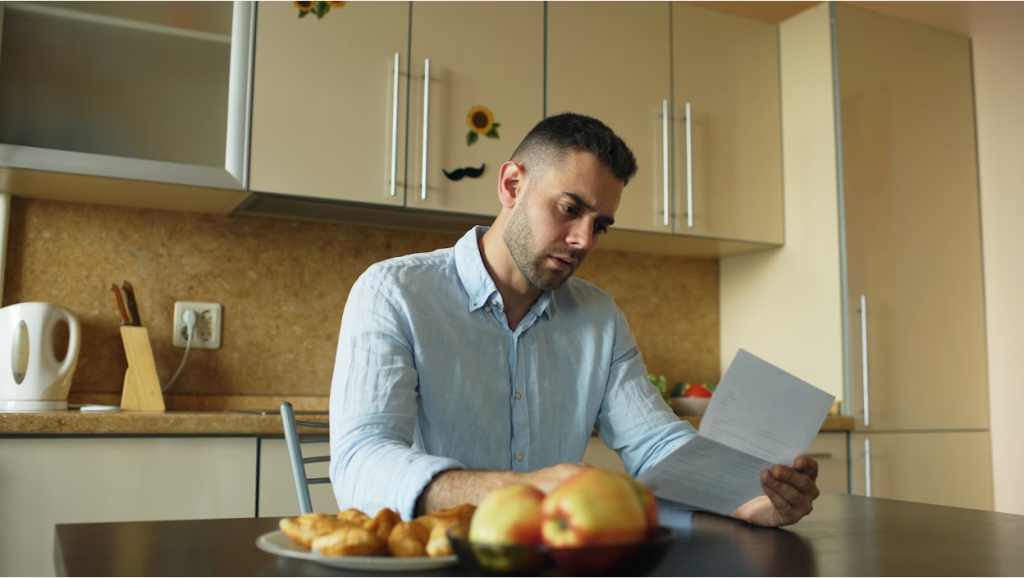 Person holding a letter at a desk
