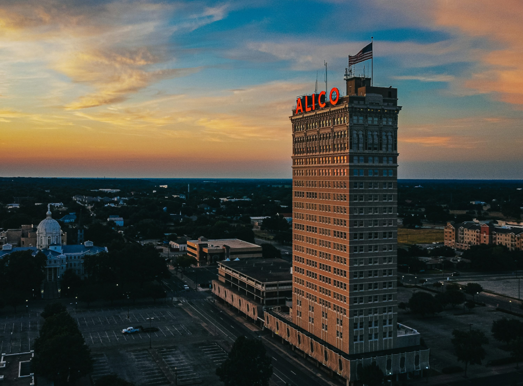 Aerial view of downtown Waco, Texas.