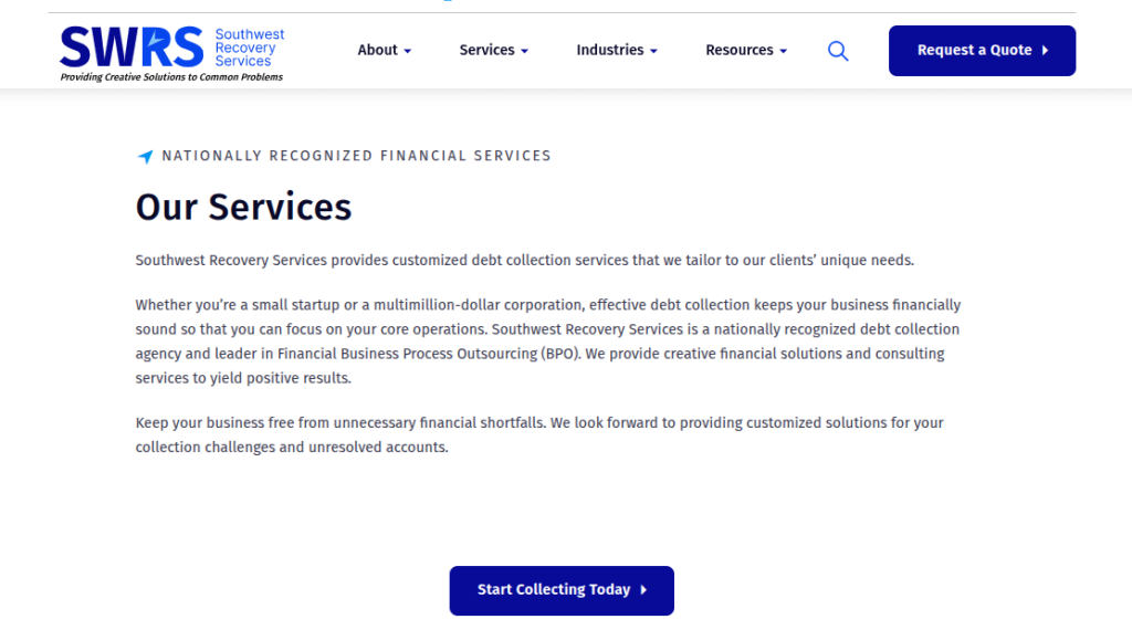 Southwest Recovery Services banner.