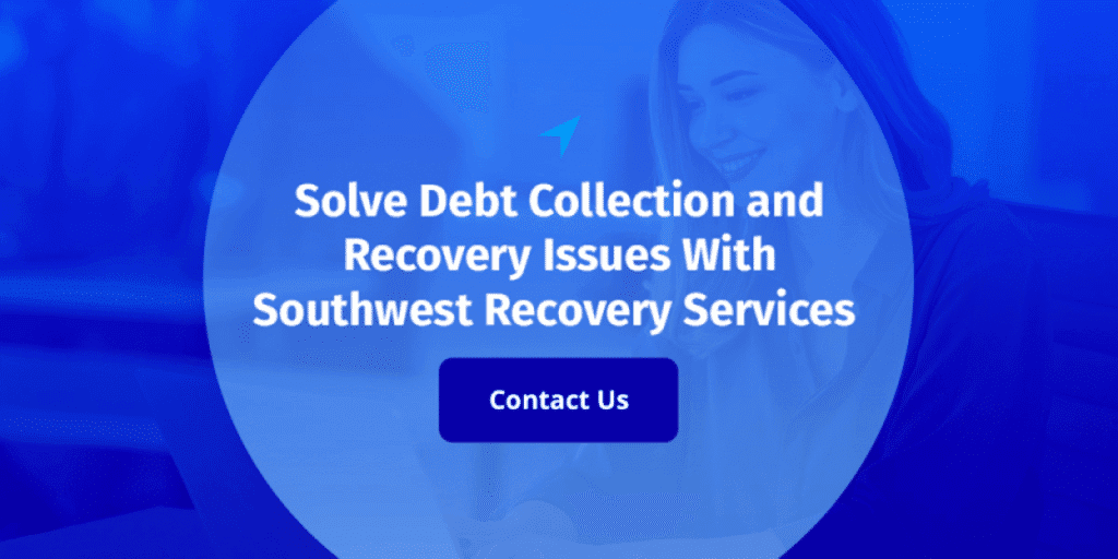 Southwest Recovery Services logo highlighting 20 years of B2B commercial debt collection experience
