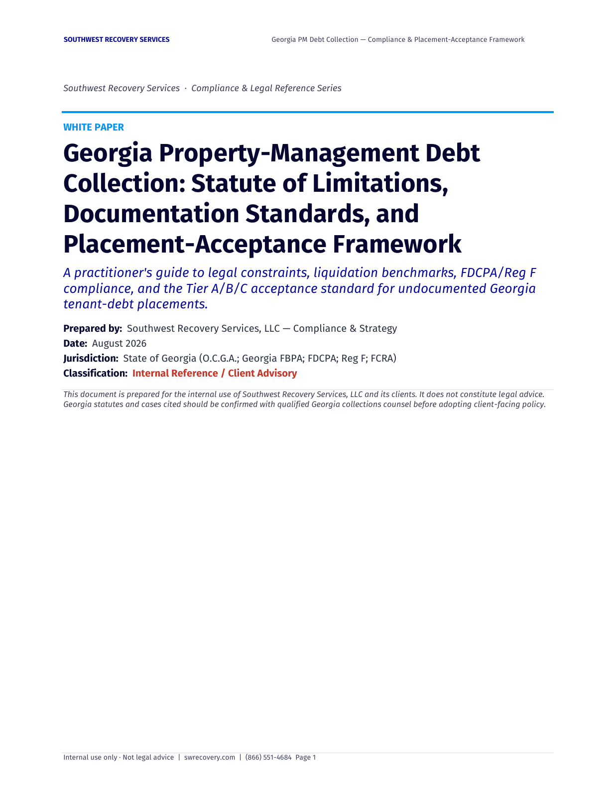 Cover of the Georgia Property Management Debt Collection white paper